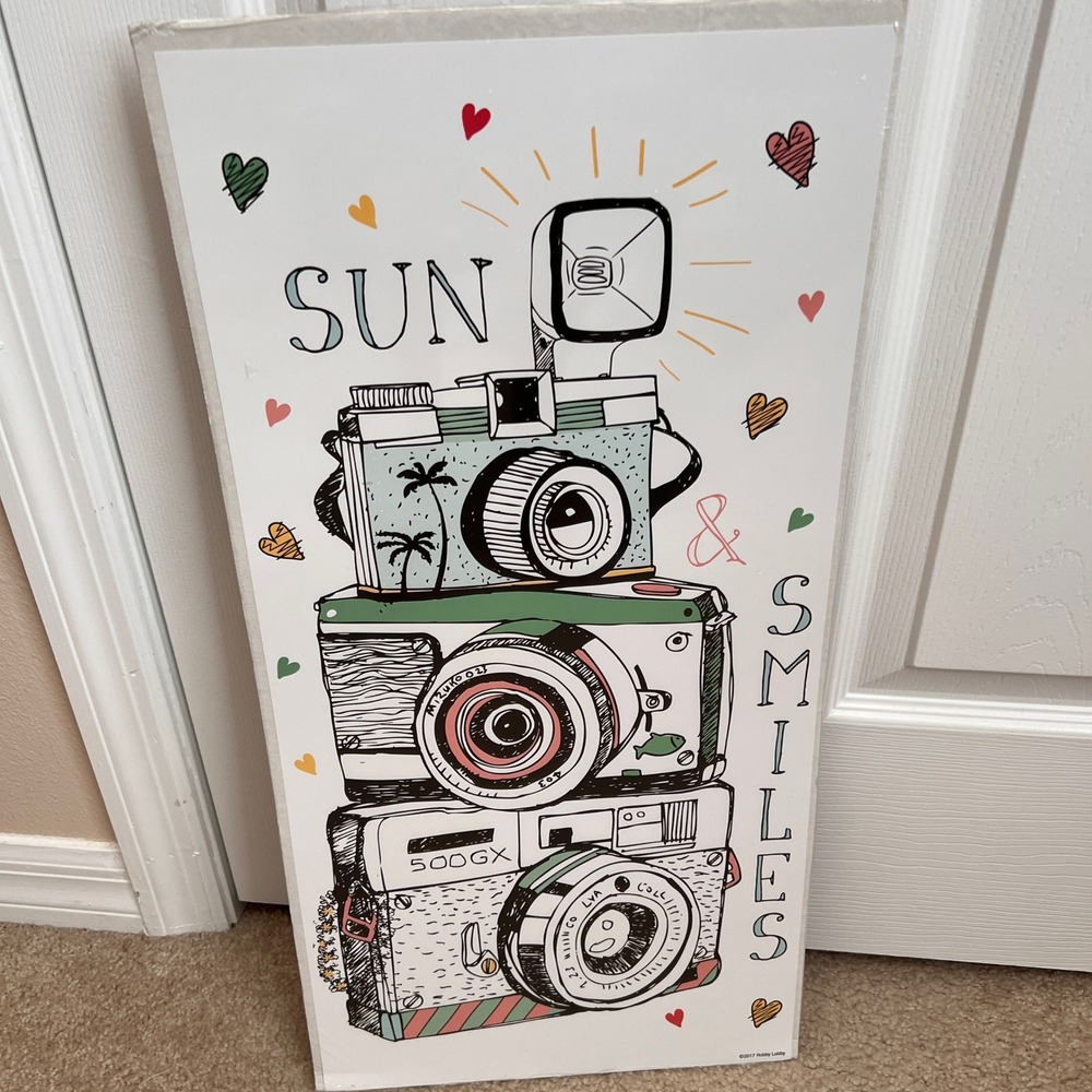 Hobby Lobby Sun & Smiles Camera‎ Stack Wall Decor Art Photo Graphic New